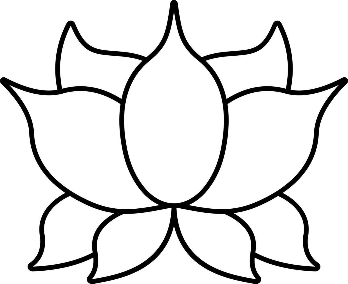 zwart dun lijn kunst van lotus bloem icoon. vector