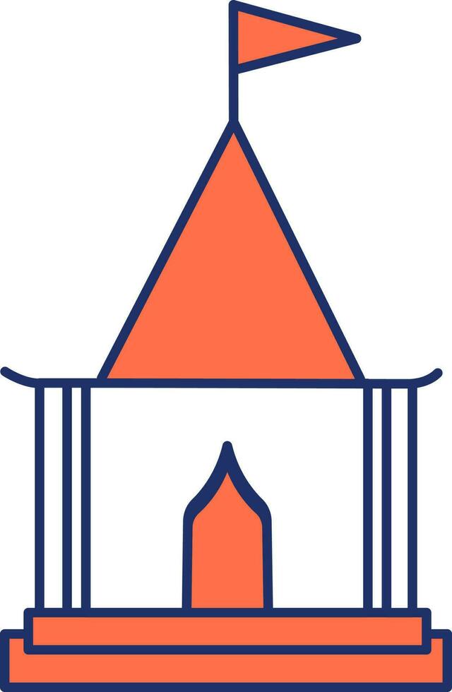oranje en blauw Hindoe tempel vlak icoon. vector