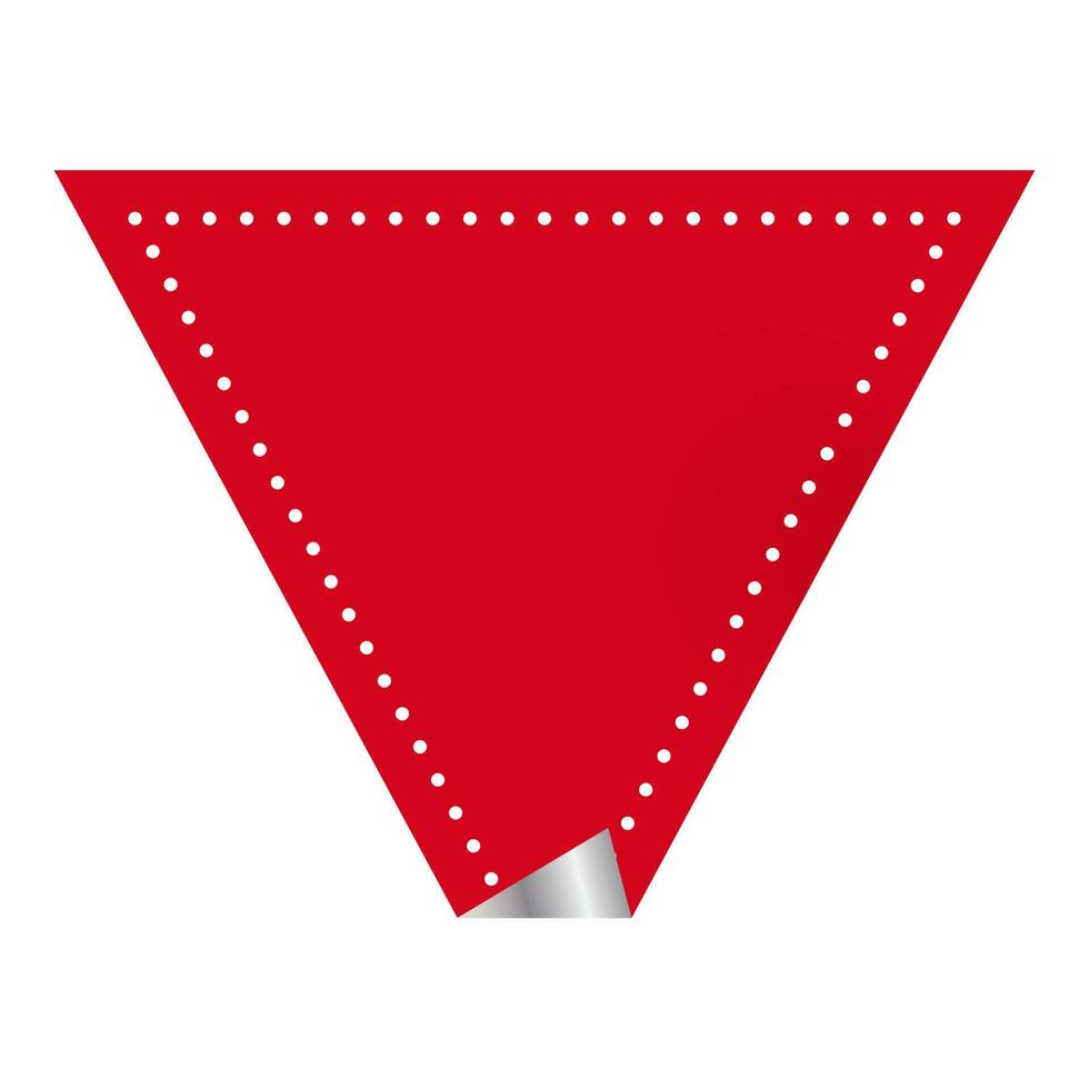 krullen driehoek vorm etiket in rood kleur. vector