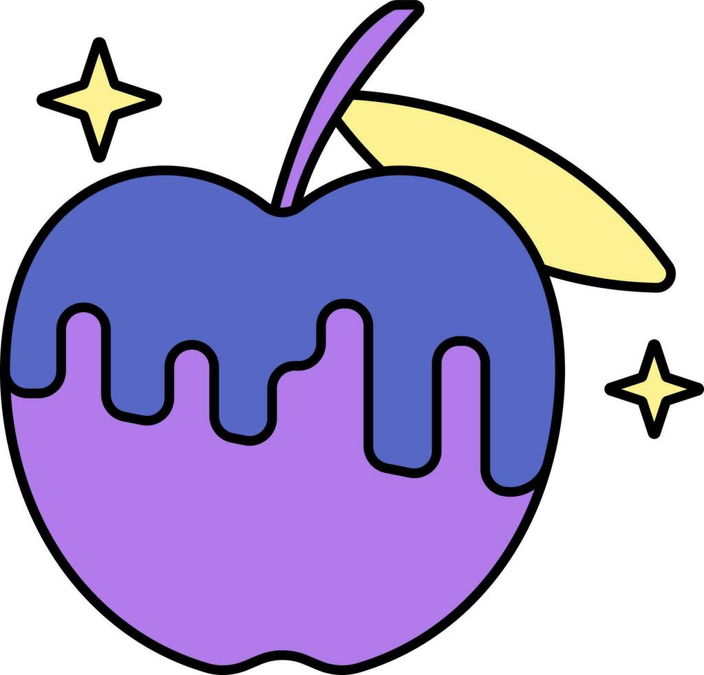 karamel appel icoon in geel en Purper kleur. vector