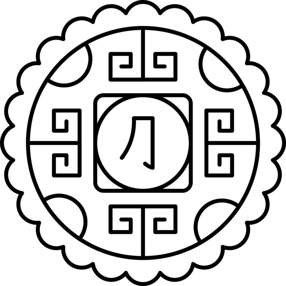 Chinese karakter mooncake icoon in zwart schets. vector