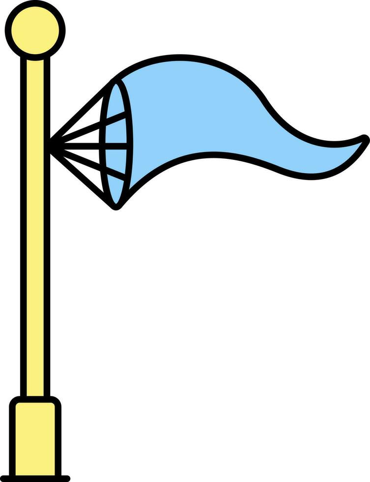 blauw en geel illustratie van windsock vlak icoon. vector
