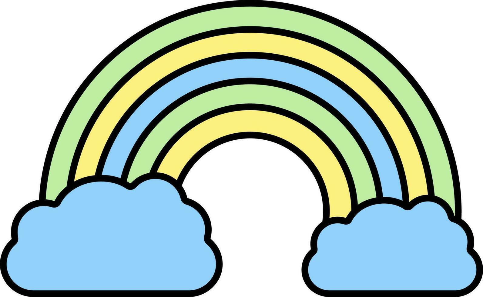 vlak illustratie van kleurrijk regenboog met wolken icoon. vector