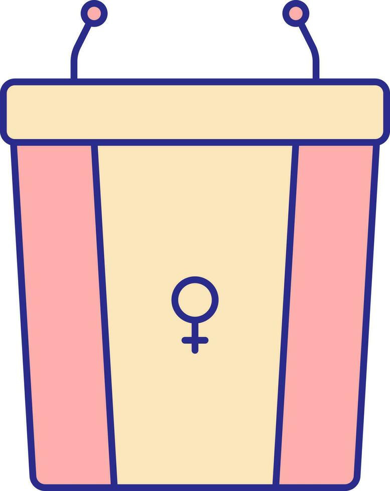vrouw symbool Aan mic podium roze en geel icoon. vector