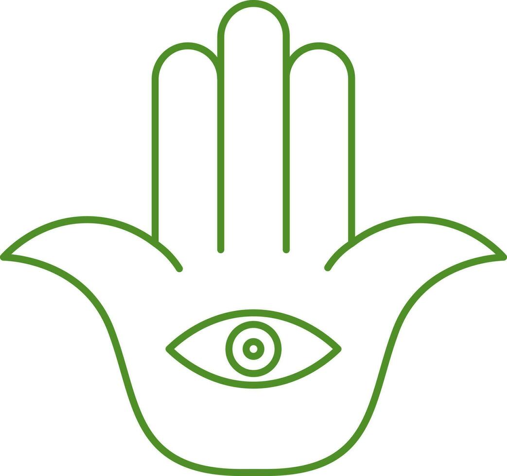 groen dun lijn kunst van hamsa icoon of symbool. vector