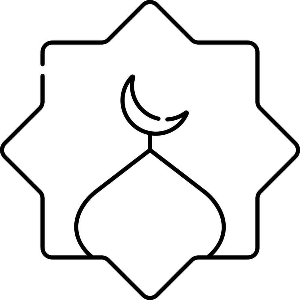 moskee wrijven el hizb icoon in zwart schets. vector