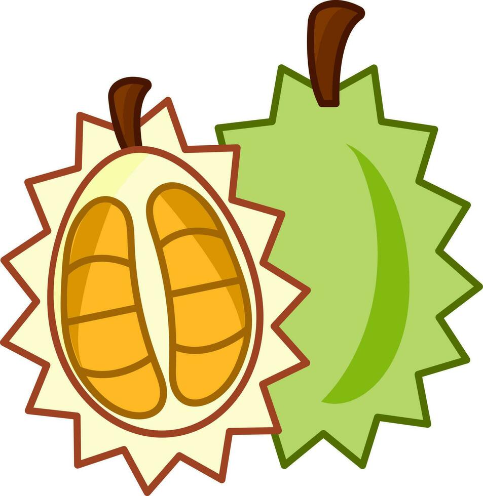 geïsoleerd vol en besnoeiing stuk van durian fruit vlak icoon. vector