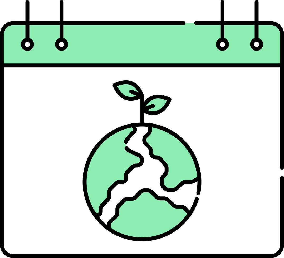 fabriek wereldbol symbool kalender groen en wit icoon. vector