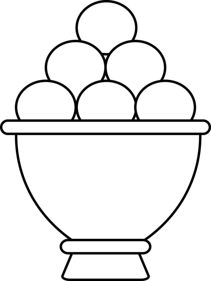 Indisch snoepgoed van laddu kom dun lijn icoon. vector