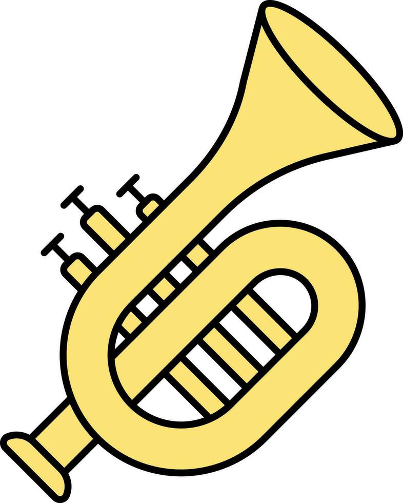 vlak trompet icoon in geel kleur. vector