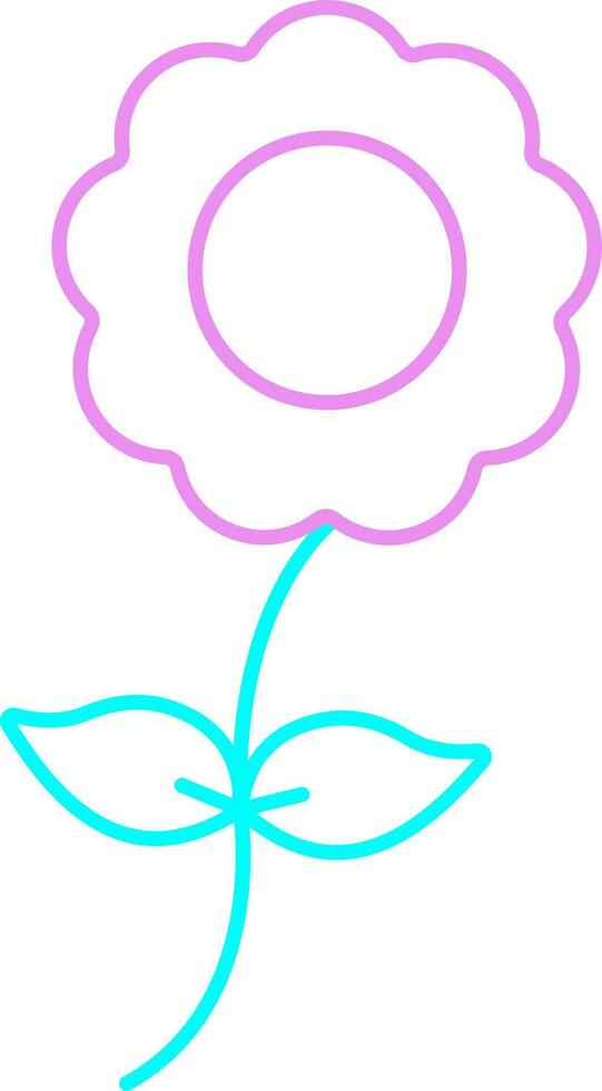 roze en turkoois dun lijn kunst van bloem stam icoon. vector