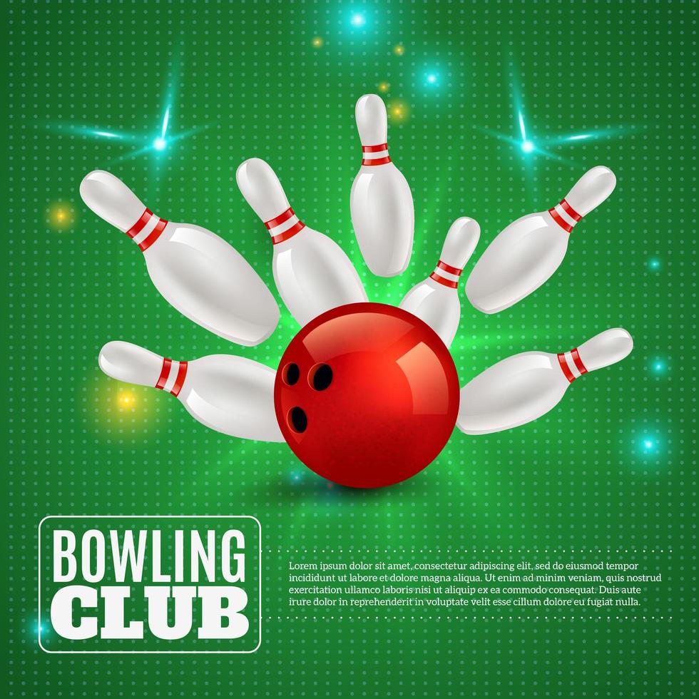 bowlingclub 3D-samenstelling vectorillustratie vector