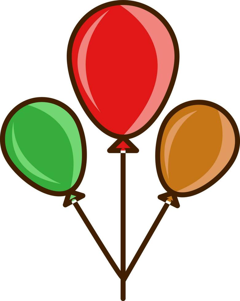 drie kleur ballonnen bundel vlak icoon. vector