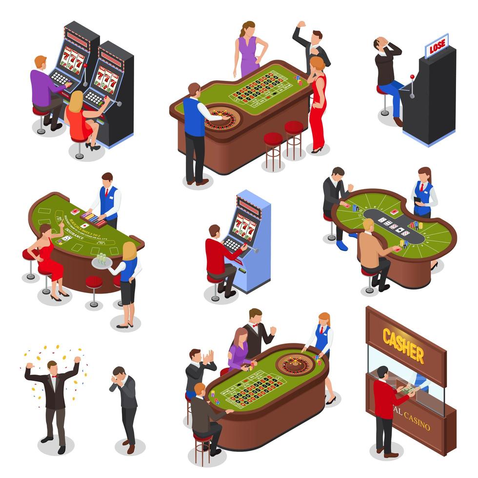 isometrische casino instellen vectorillustratie vector