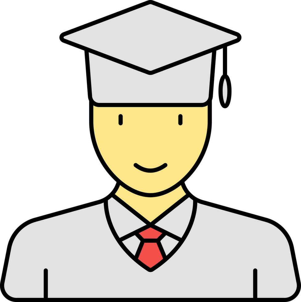 grijs illustratie van jong jongen vervelend diploma uitreiking pet icoon. vector