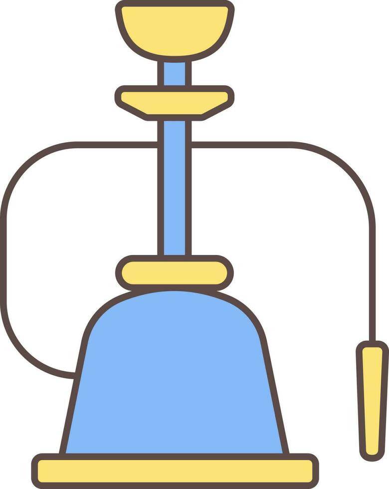 vlak hookah icoon in geel en blauw kleur. vector