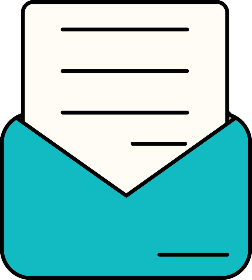 illustratie van brief of mail icoon in turkoois kleur. vector