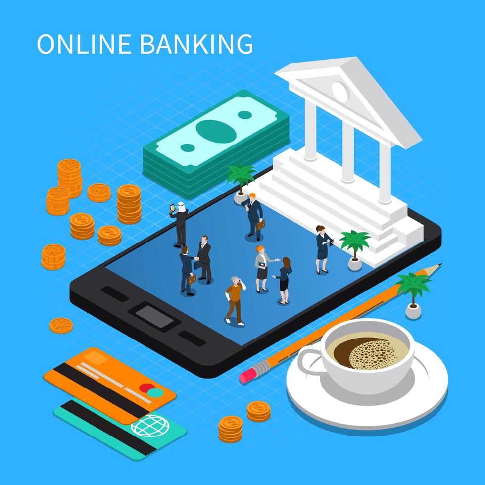 online bankieren isometrische samenstelling vectorillustratie vector