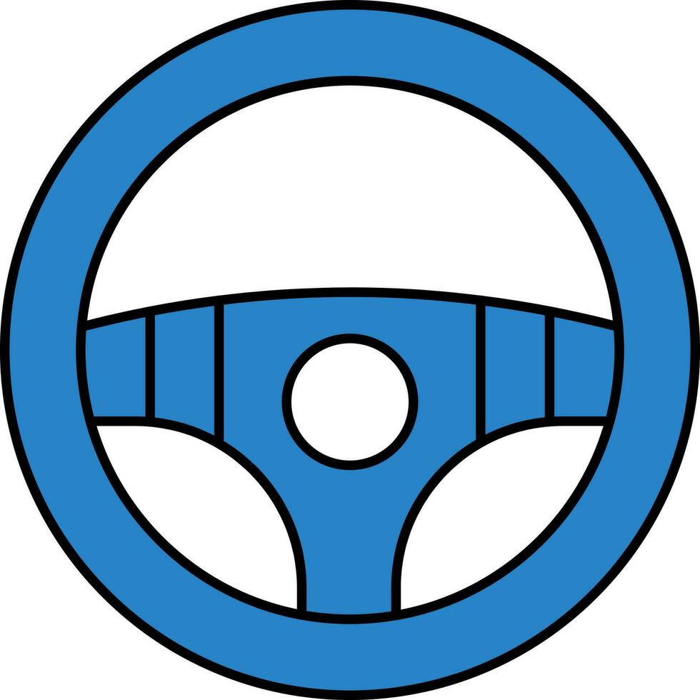blauw stuurinrichting wiel icoon in vlak stijl. vector