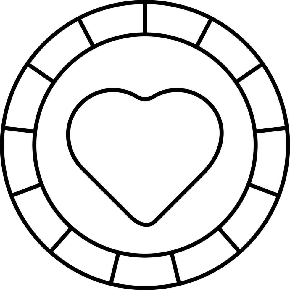 geïsoleerd hart munt icoon in zwart schets. vector