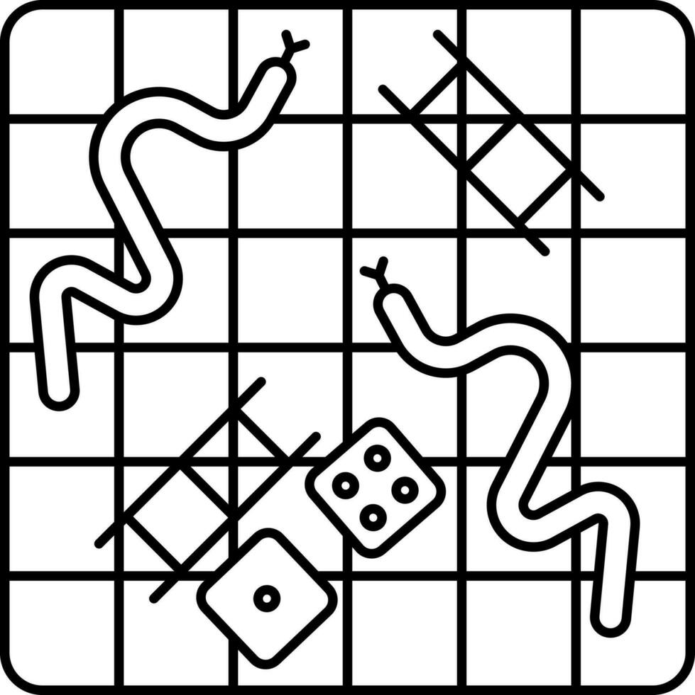 slangen en ladder spel zwart lineair icoon. vector