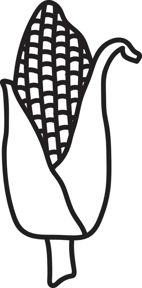 geïsoleerd maïs zwart dun lijn kunst icoon. vector