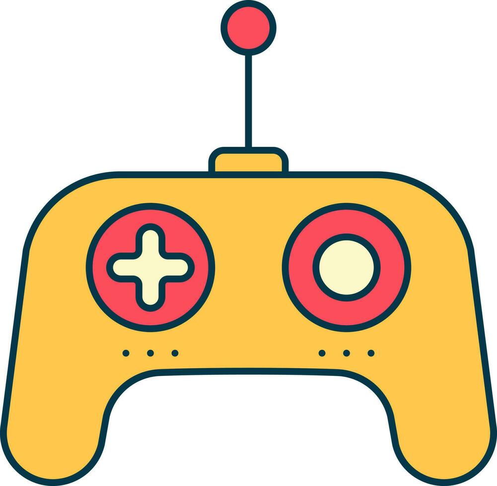 geïsoleerd speelgoed- spel controleur icoon in rood en geel kleur. vector