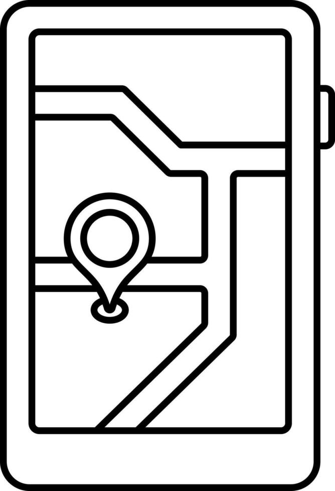 Open kaart in smartphone schets icoon. vector