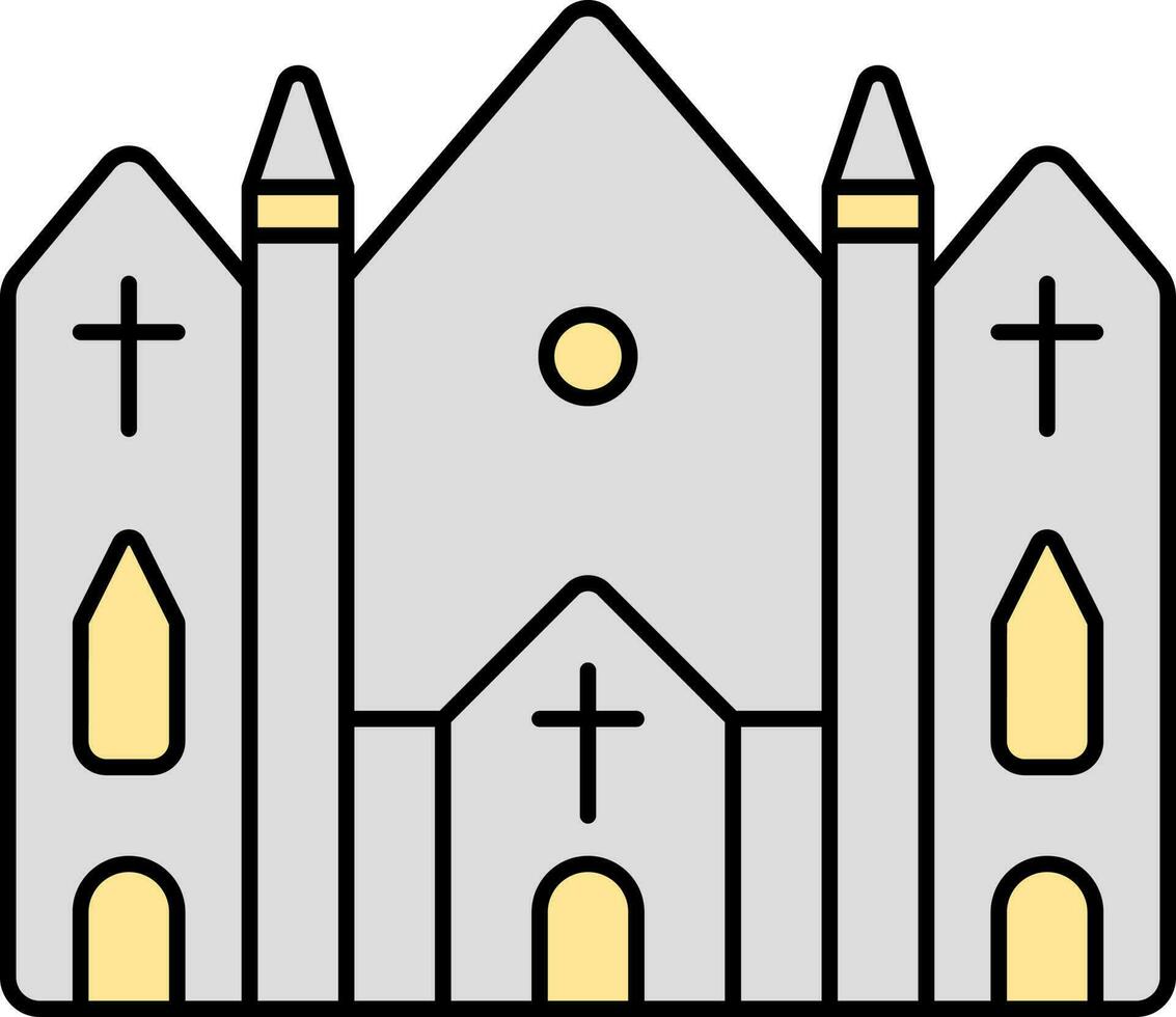 grijs en geel kathedraal vlak icoon. vector