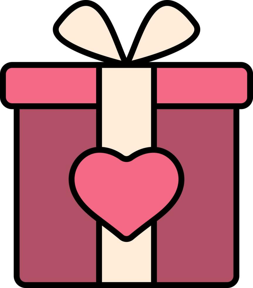 hart met geschenk doos icoon in roze en wit kleur. vector