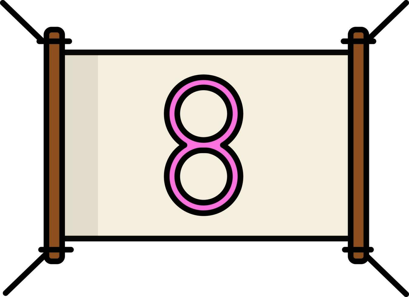 komst banier of poster met 8 aantal icoon in roze en bruin kleur. vector
