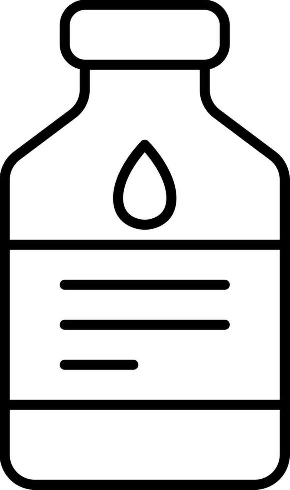 vloeistof fles icoon in zwart dun lijn kunst. vector