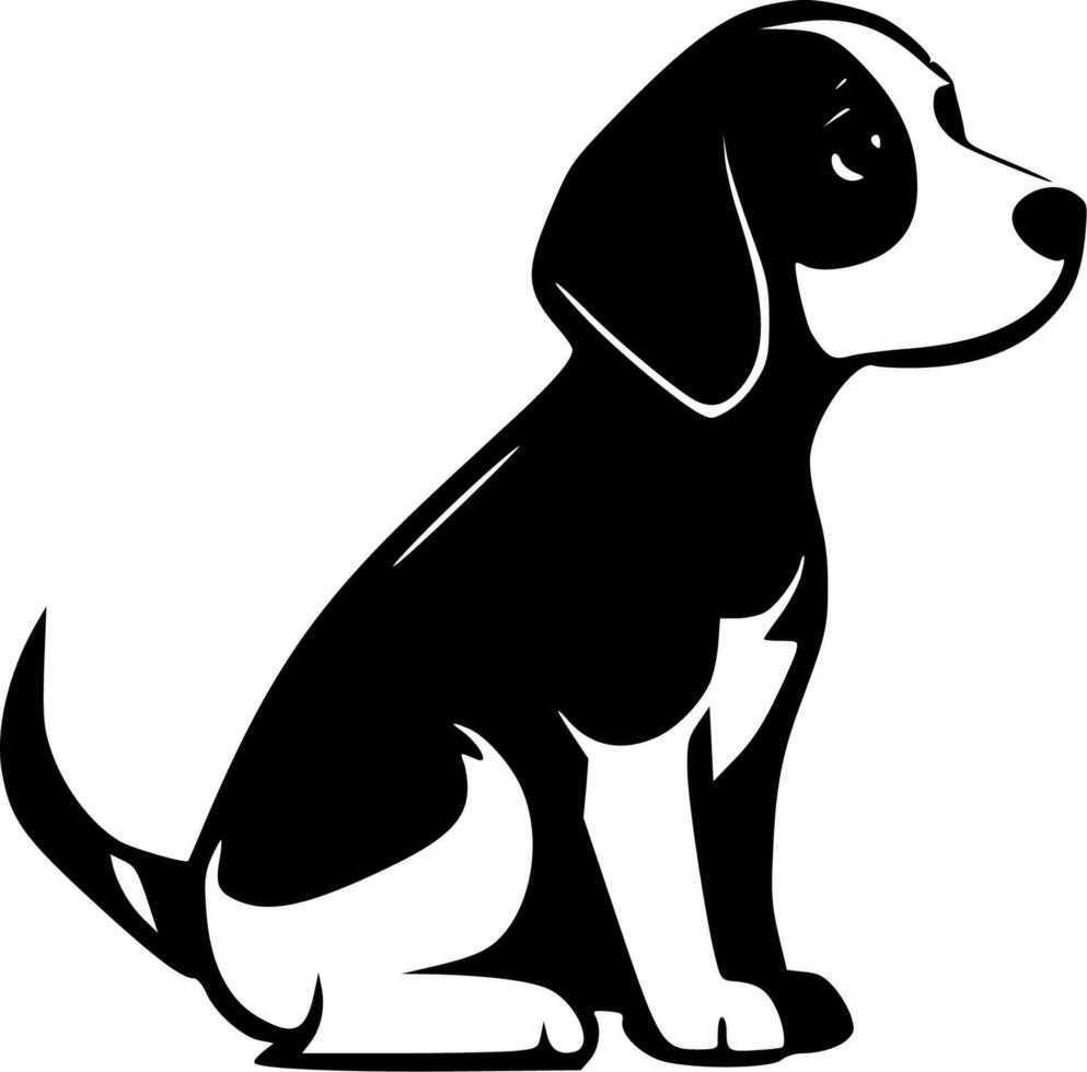 hond - zwart en wit geïsoleerd icoon - vector illustratie