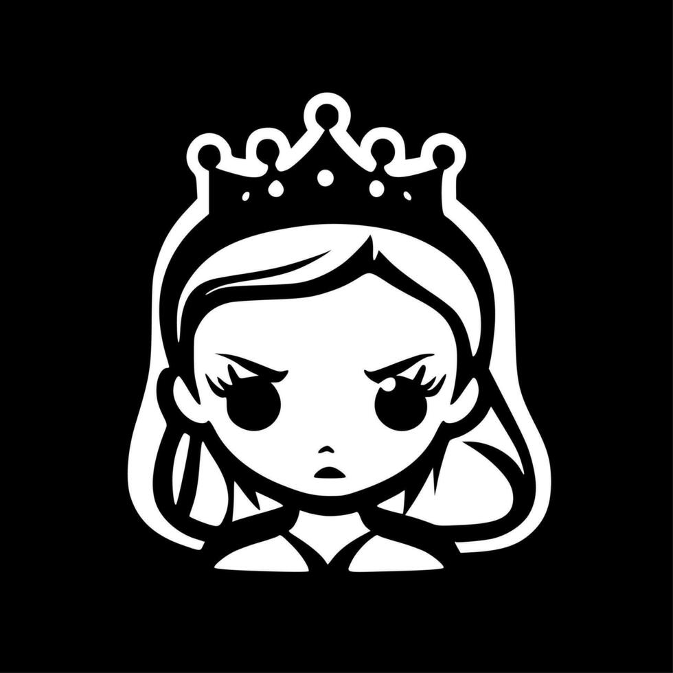 prinses, zwart en wit vector illustratie