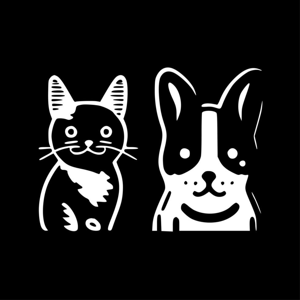 huisdieren, zwart en wit vector illustratie