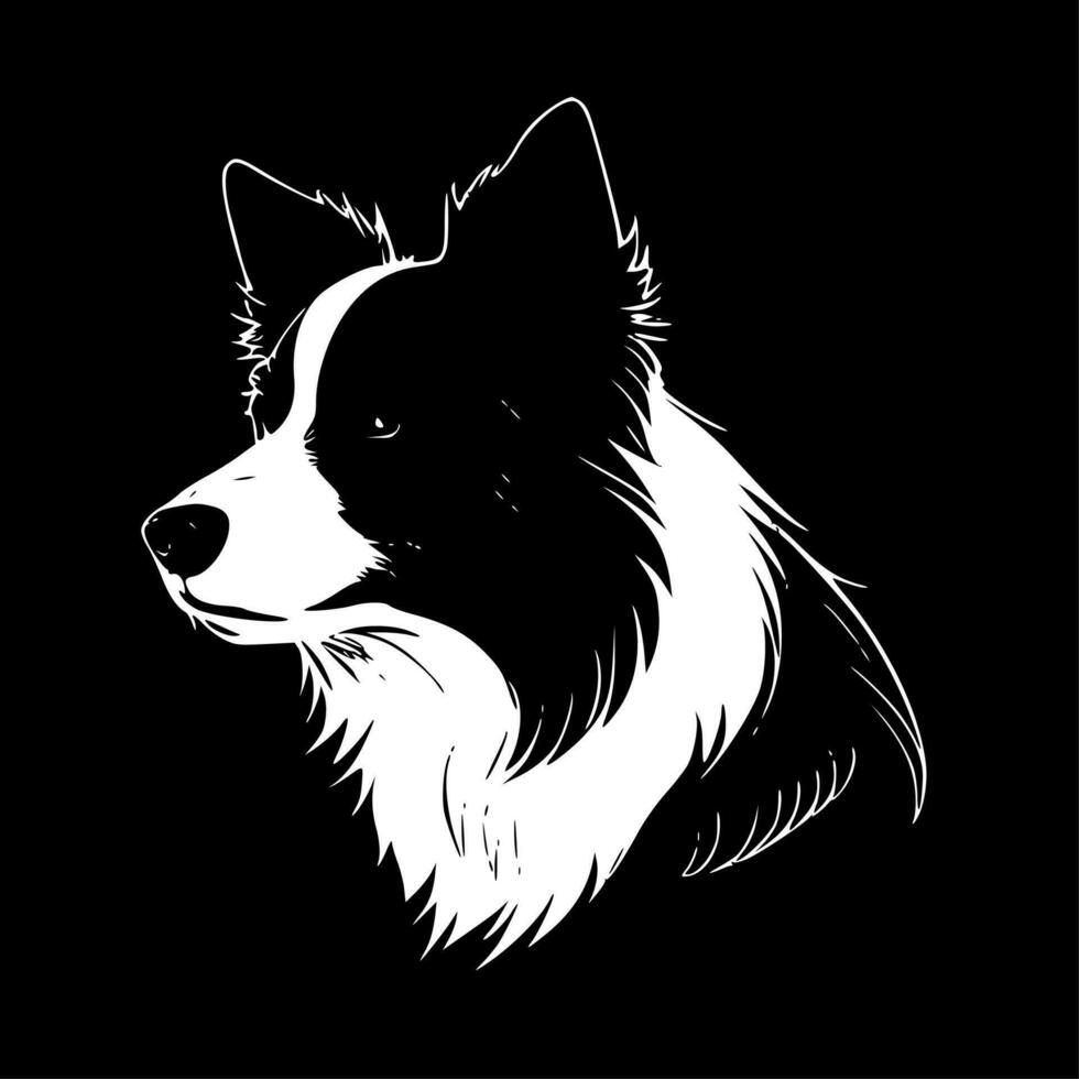 grens collie, zwart en wit vector illustratie