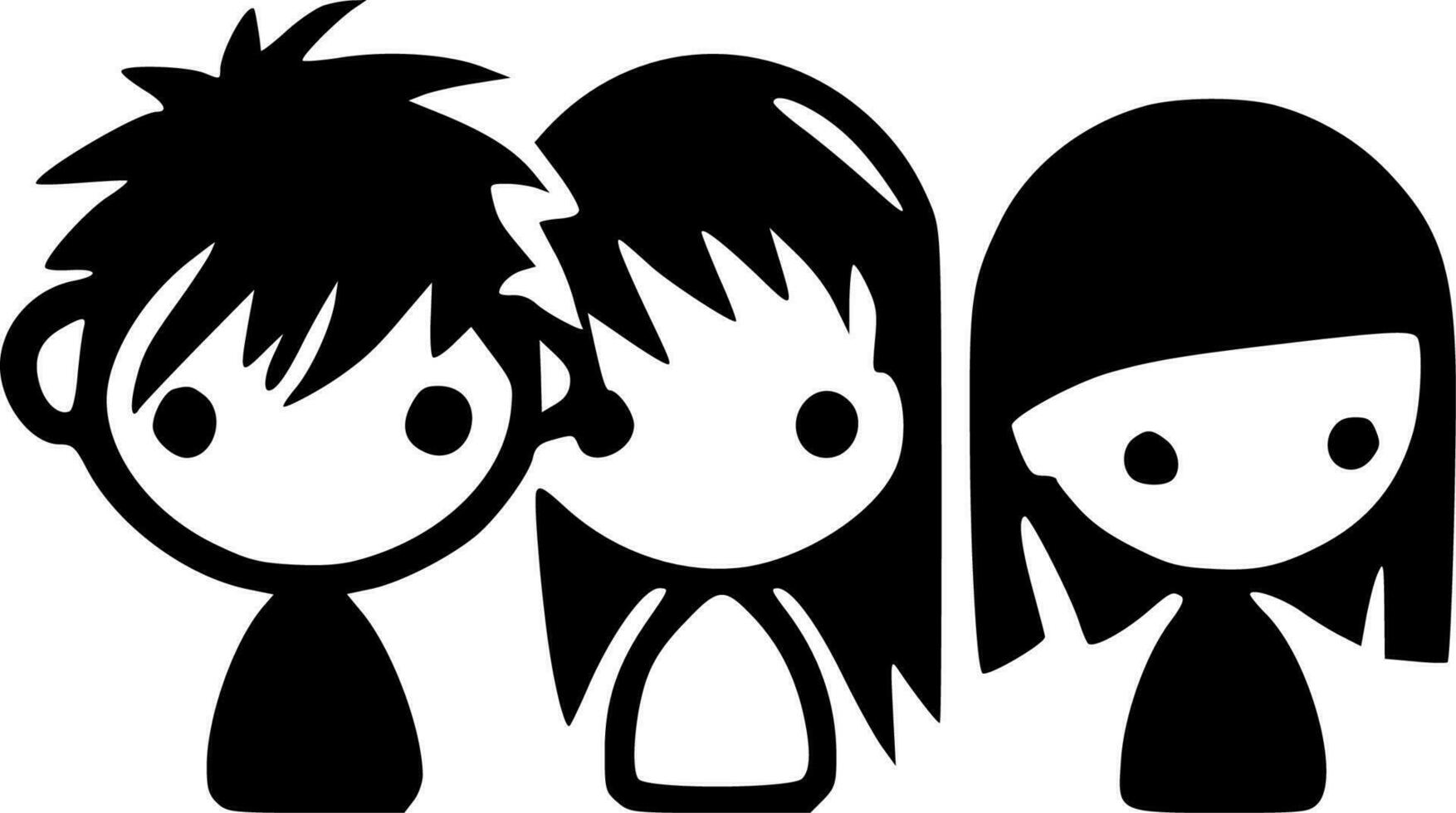 kinderen - zwart en wit geïsoleerd icoon - vector illustratie