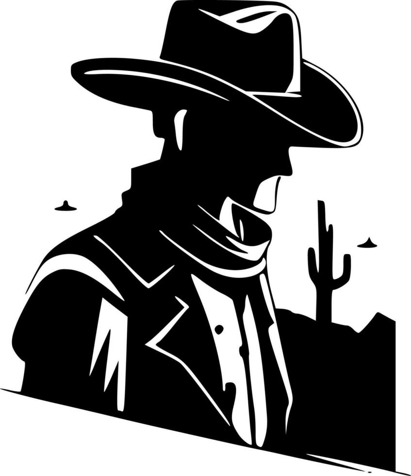 western - zwart en wit geïsoleerd icoon - vector illustratie