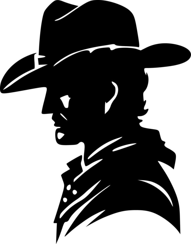 cowboy - zwart en wit geïsoleerd icoon - vector illustratie