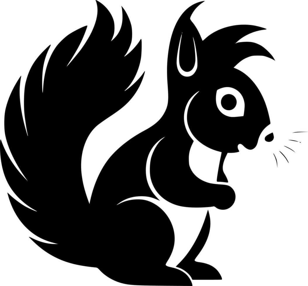eekhoorn - zwart en wit geïsoleerd icoon - vector illustratie