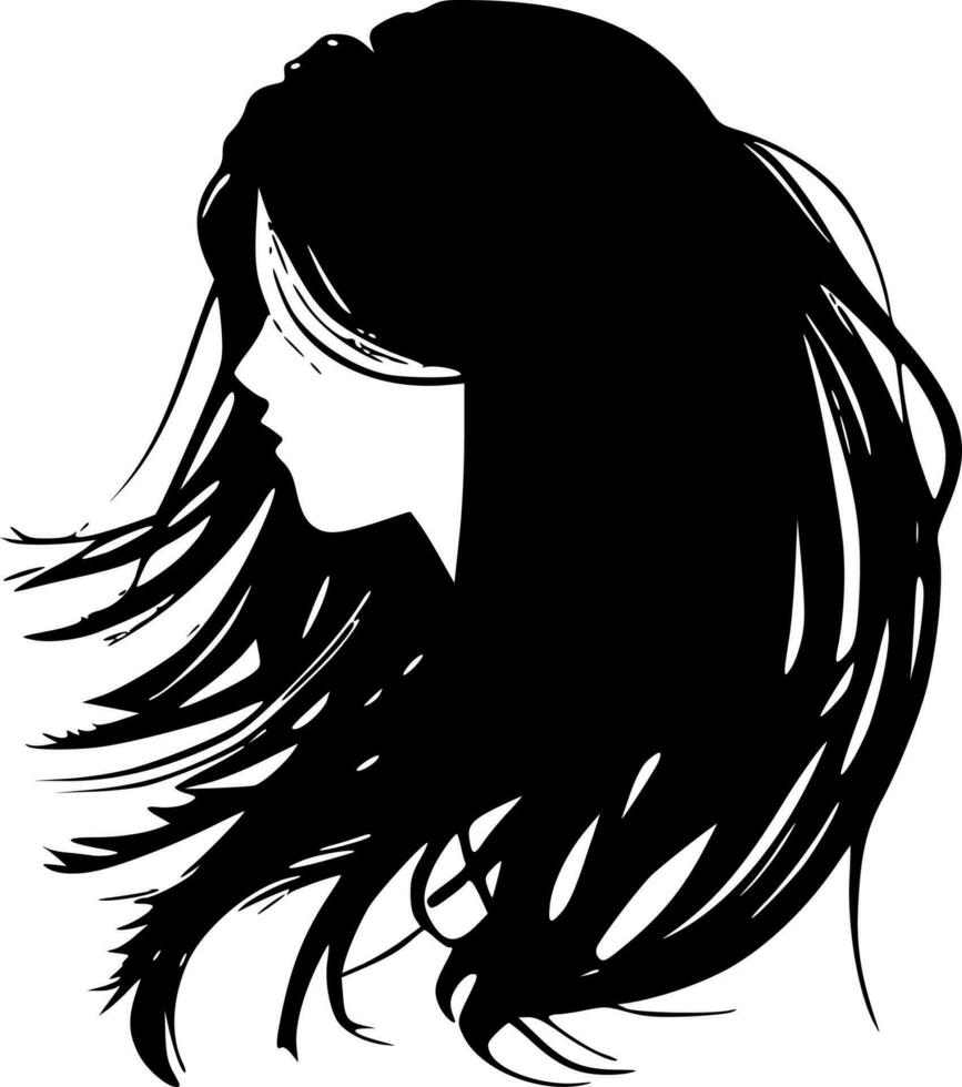 haar- - zwart en wit geïsoleerd icoon - vector illustratie
