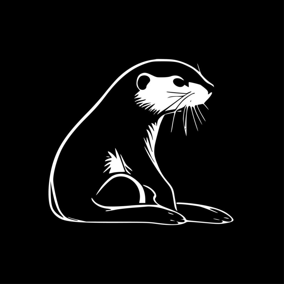 Otter - zwart en wit geïsoleerd icoon - vector illustratie