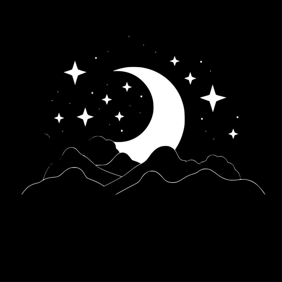 nacht lucht - zwart en wit geïsoleerd icoon - vector illustratie