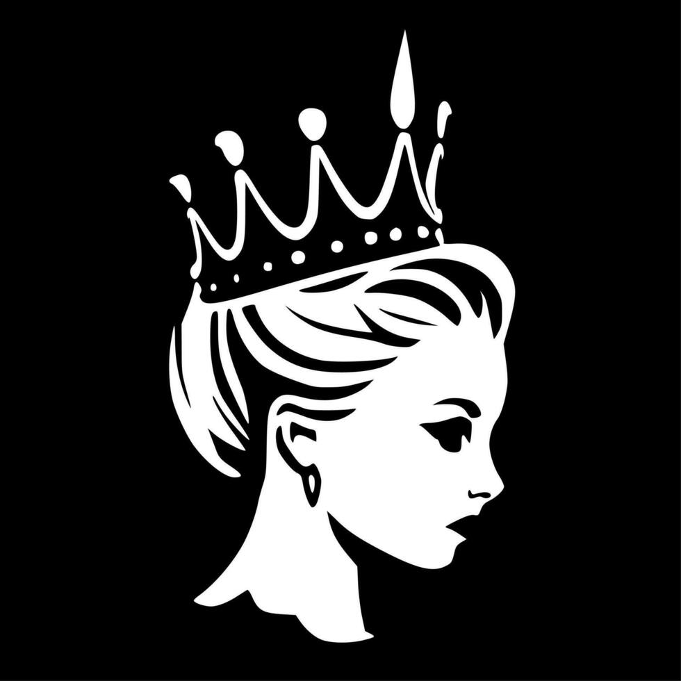 koningin, zwart en wit vector illustratie
