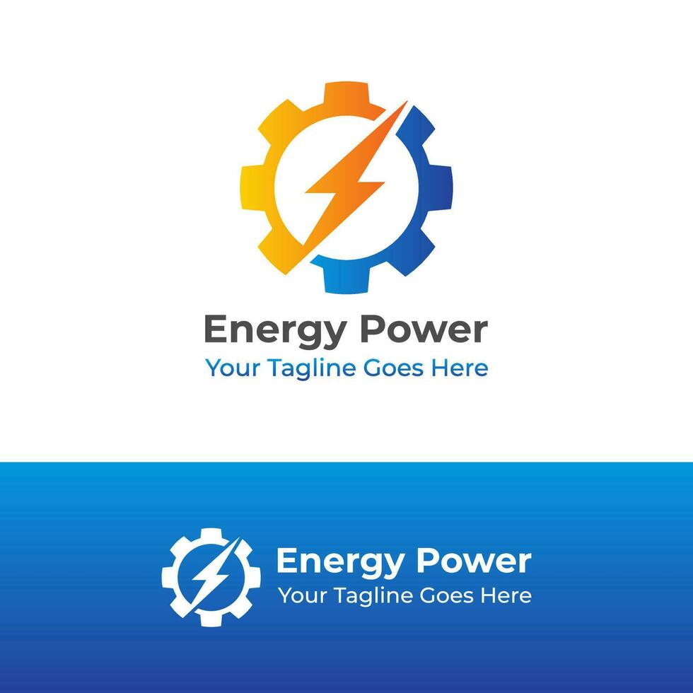 energie macht logo grafisch vector ontwerp. geel en blauw energie logo, uitrusting logo, macht logo