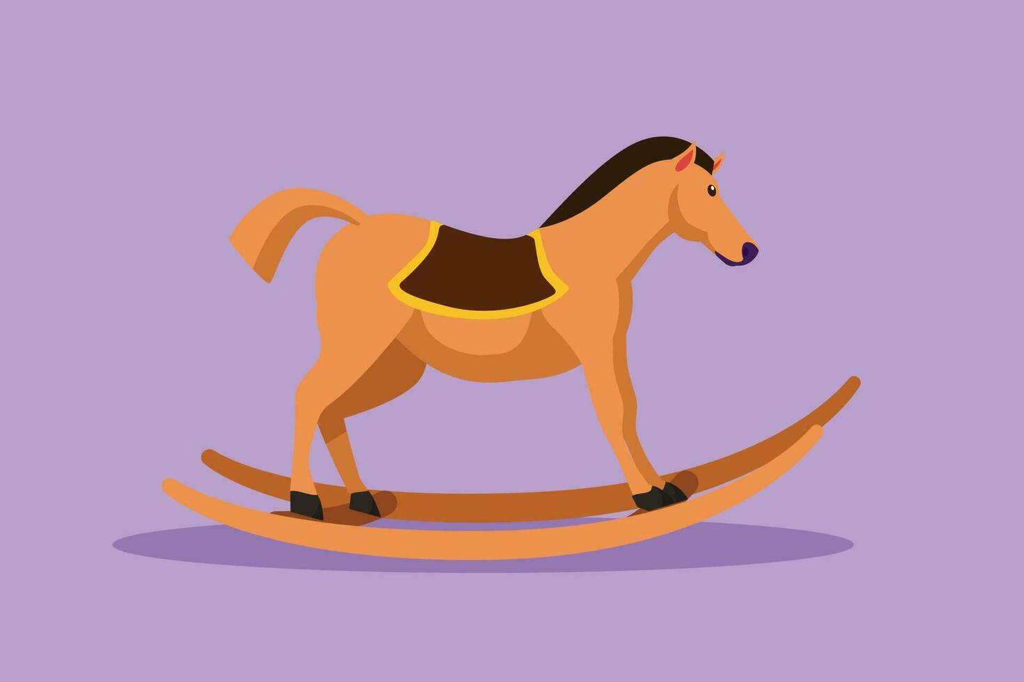 tekenfilm vlak stijl tekening houten schommelen paard stoel logo, icoon, symbool voor kinderen. klassiek eigengemaakt houten schommelen paard voor kinderen. wijnoogst kinderen paard speelgoed. grafisch ontwerp vector illustratie