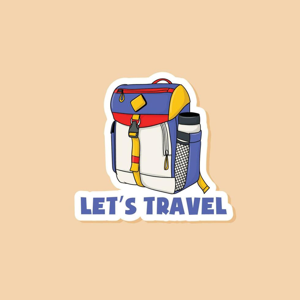 kleurrijk hand- getrokken laten we reizen stickers vector
