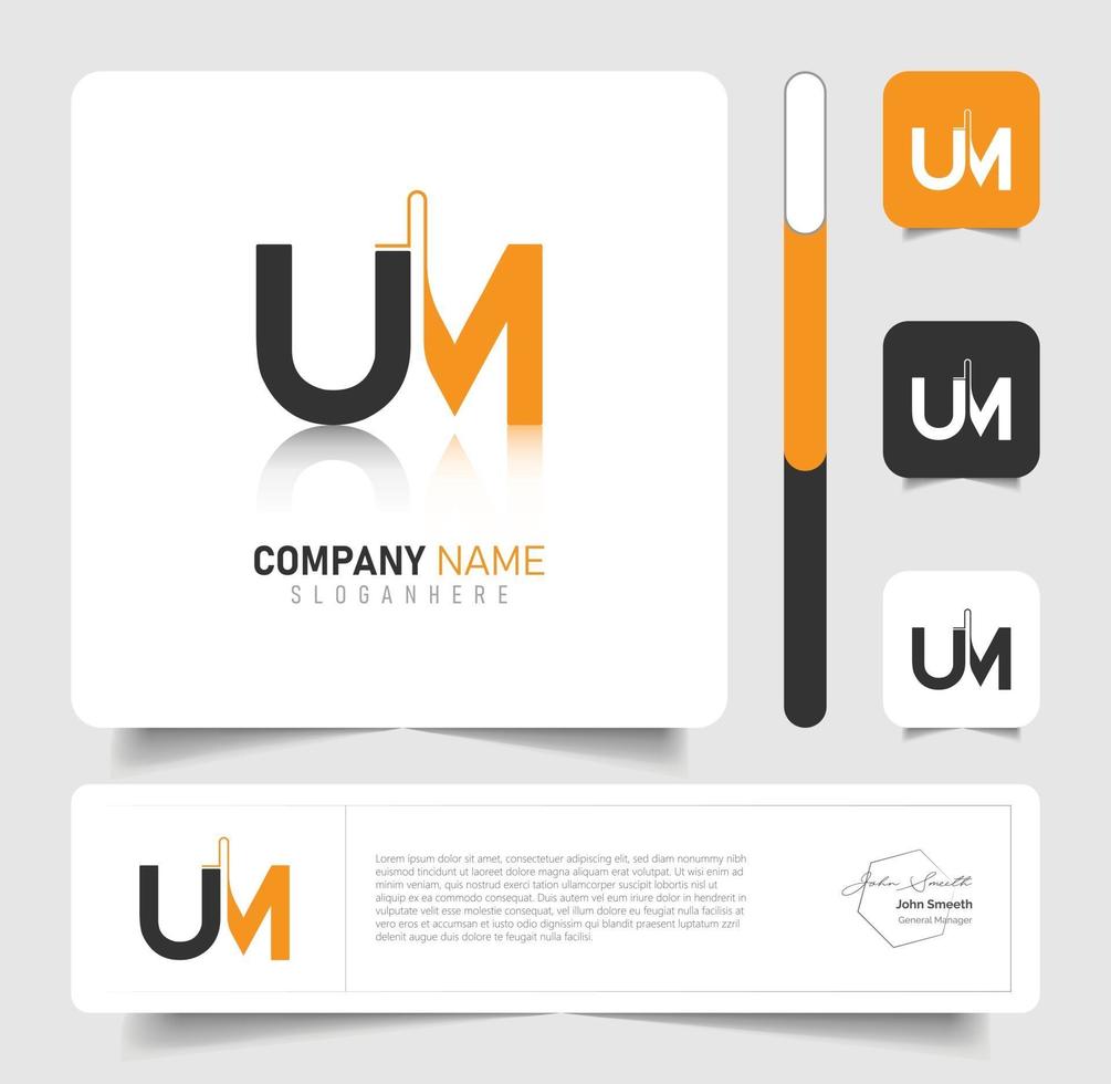 letter um logo ontwerp voor merk vector
