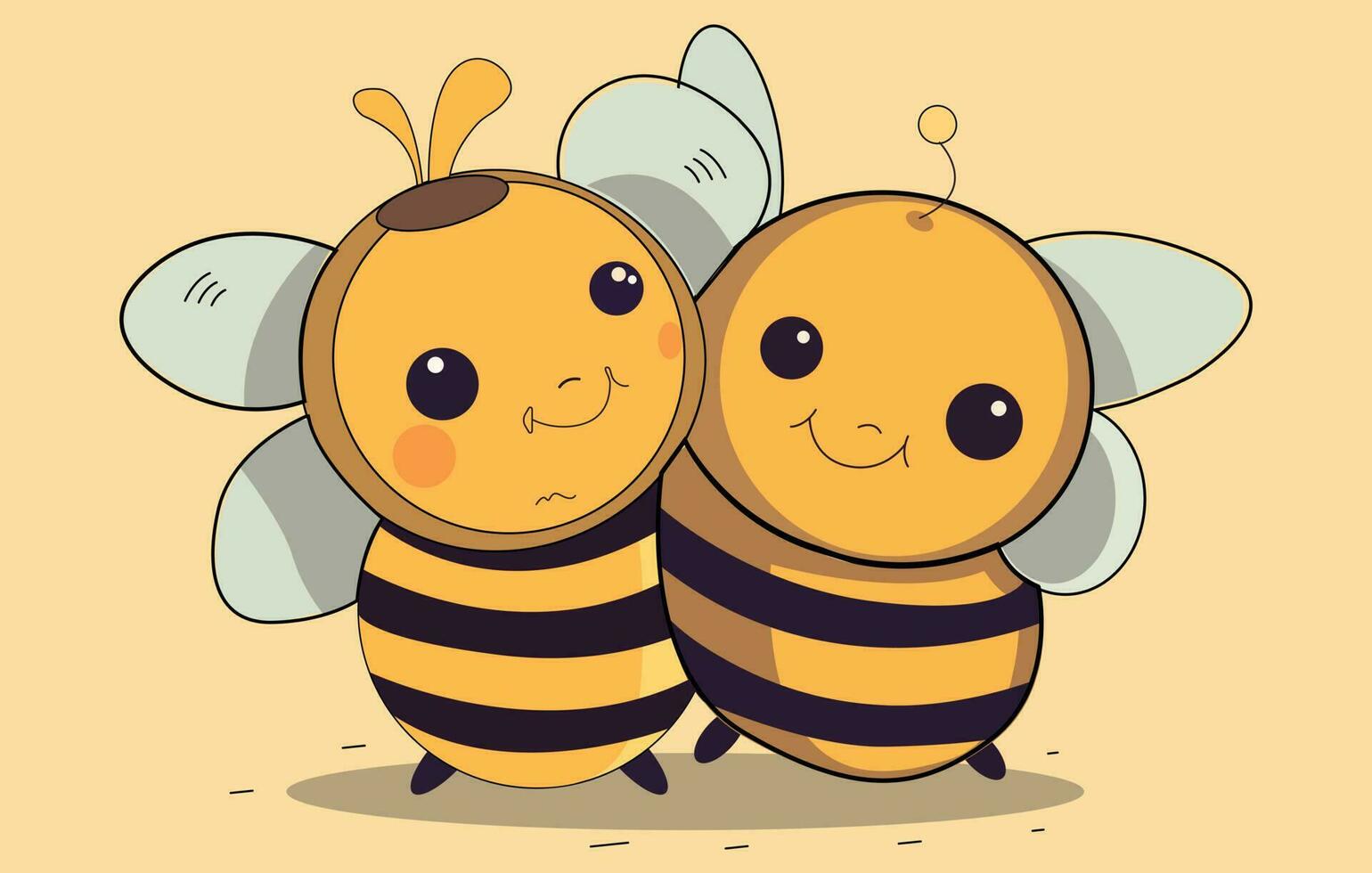 tekenfilm bij knuffelen tekenfilm icoon gezet, schattig bijen vlieg over- de bloem. vector illustratie in vlak stijl