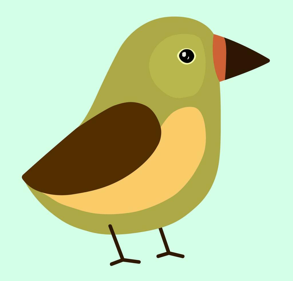 vector illustratie van een gestileerde nachtegaal vogel zittend Aan een Afdeling geïsoleerd Aan een vlak achtergrond